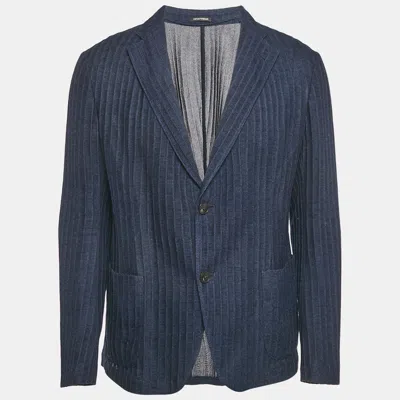 Pre-owned Emporio Armani Navy Blue Cotton Single Breasted Jacket Xxl
