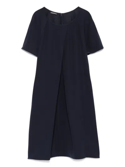 Emporio Armani Navy Blue Crew-neck Mini Dress