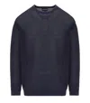 Emporio Armani Navy Blue Crewneck Jumper In Blue