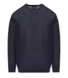Emporio Armani Navy Blue Crewneck Jumper In Blue