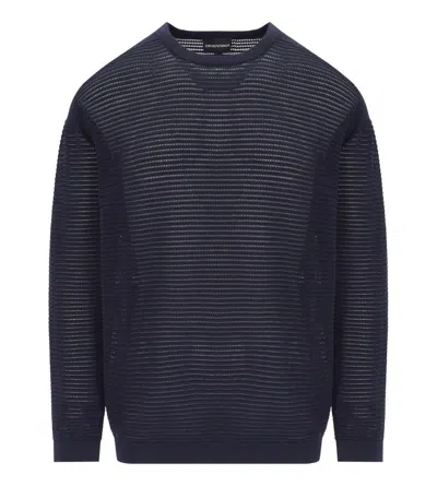 EMPORIO ARMANI EMPORIO ARMANI NAVY BLUE CREWNECK JUMPER