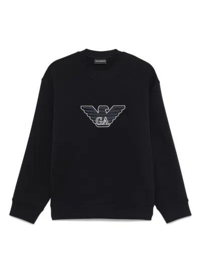 EMPORIO ARMANI NAVY BLUE CREWNECK LOGO SWEATSHIRT
