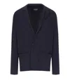 Emporio Armani Navy Blue Knitted Jacket In Blue