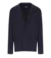 Emporio Armani Navy Blue Knitted Jacket In Blue