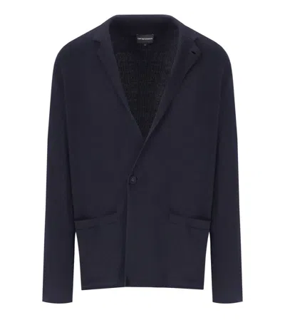 EMPORIO ARMANI NAVY BLUE KNITTED JACKET