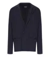 Emporio Armani Navy Blue Knitted Jacket In Blue