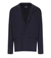 Emporio Armani Navy Blue Knitted Jacket In Blue