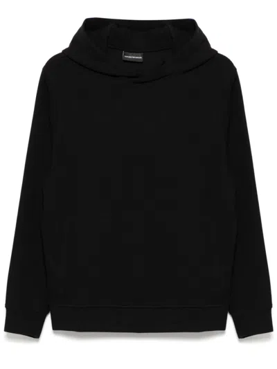 EMPORIO ARMANI NAVY BLUE LOGO PATCH HOODIE