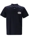 Emporio Armani Embroidered Logo Polo Shirt In Blue