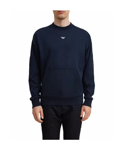 Emporio Armani Navy Blue Logo Sweater In Black