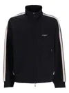 Emporio Armani High Neck Cotton Sweatshirt With Side Stripe In Blue
