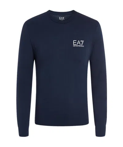 Emporio Armani Navy Blue Long-sleeved T-shirt In Black