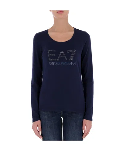 Emporio Armani Navy Blue Long-sleeved T-shirt In Black