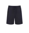 Emporio Armani Navy Blue Monogram Bermuda Shorts In Blue