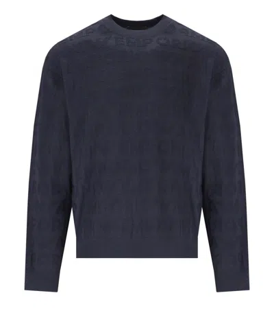 Emporio Armani Logo Wool Sweater In Blue