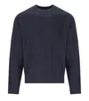 Emporio Armani Navy Blue Monogram Crewneck Sweater In Blue