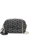 Emporio Armani Navy Blue Monogram-jacquard Mini Bag