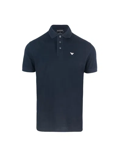 Emporio Armani Navy Blue Piqué Polo Shirt