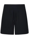 EMPORIO ARMANI NAVY BLUE SHORTS IN RIBBED STRETCH COTTON BLEND