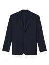 Emporio Armani Notched Lapel Blue Jacket In Blue