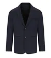 Emporio Armani Single-breasted Jacket In Nylon Seersucker In Blue