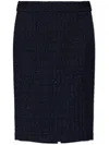Emporio Armani Navy Blue Tweed Midi Skirt