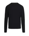 Emporio Armani Navy Blue Virgin Wool Sweater In Black