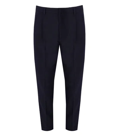 Emporio Armani Navy Blue Viscose Blend Pants In Black
