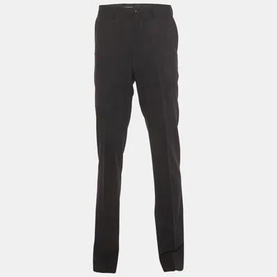 Pre-owned Emporio Armani Navy Blue Wool Blend Straight Fit Trousers Xl