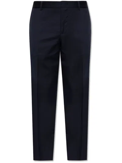 Emporio Armani Navy Blue Wool Logo Pants