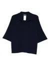 Emporio Armani Navy Blue Wool Oversized Polo Shirt In Blue