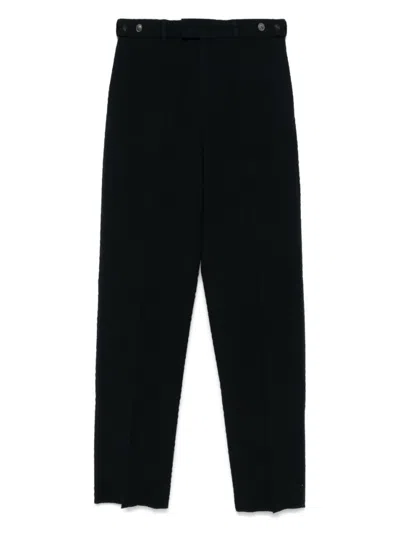 EMPORIO ARMANI NAVY BLUE WOOL TEXTURED PANTS