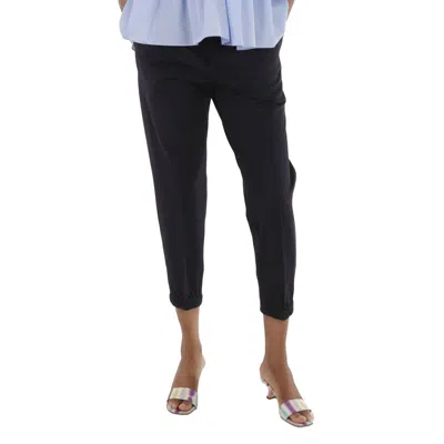 Emporio Armani Navy Jersey Twill Elasticated Waist Trousers In Black
