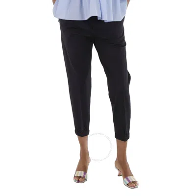 Emporio Armani Navy Jersey Twill Elasticated Waist Trousers In Blue