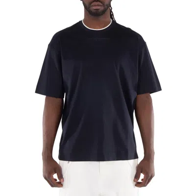 Emporio Armani Navy Logo Embroidered T-shirt In Black