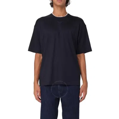 Emporio Armani Navy Logo Embroidered T-shirt In Blue