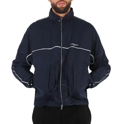 Emporio Armani Navy Nylon Full Zip Logo Blouson Jacket In Blue