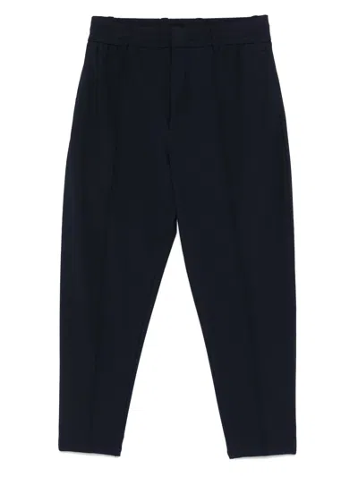 Emporio Armani Navy Nylon Stretch Slim Fit Trousers In Black