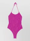Emporio Armani Neck Halter High Leg Textured Swimsuit
