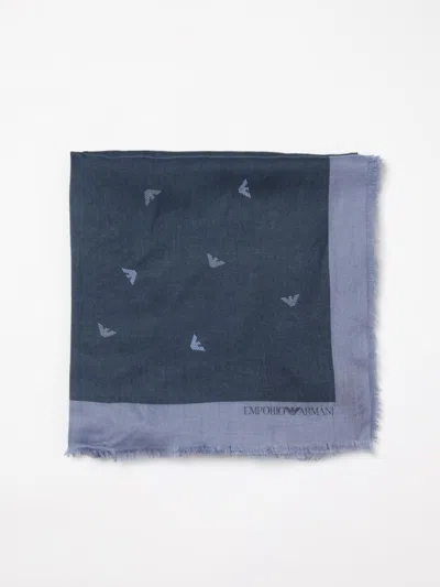 Emporio Armani Eagle Jacquard Scarf In Blue