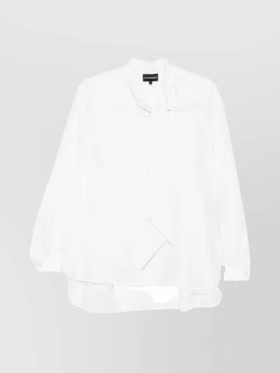 EMPORIO ARMANI NECK TIE BLOUSE HIGH-LOW HEM