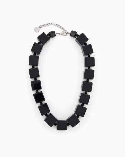 Emporio Armani Necklace With Cubes And Micro Spheres In Black