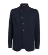 Emporio Armani Patterned-jacquard Jersey Jacket In Blue