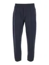 Emporio Armani Blue Pants With Logo Detail In Blue
