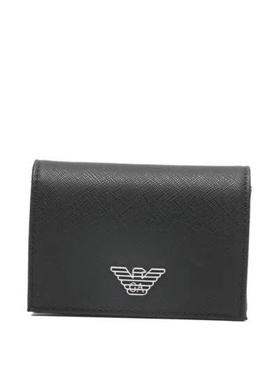 Emporio Armani Leather Credit Card Case In Black