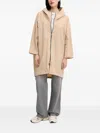 Emporio Armani High Waist Trousers With Frayed Hem And Pockets In Neutral