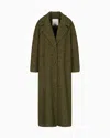 Emporio Armani Long Belted Coat Notched Lapels In Green