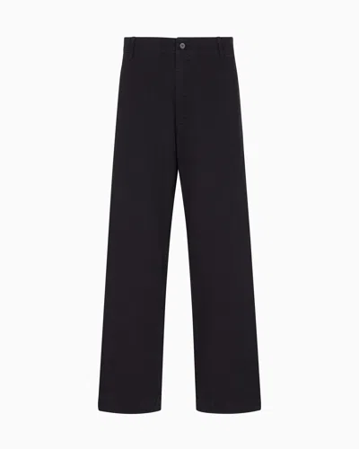 Emporio Armani New York Capsule Collection Drill Trousers In Blue