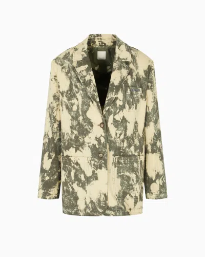 Emporio Armani New York Capsule Collection Single-breasted Tie-dye Effect Garment-dyed Drill Blazer In Green