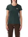 Emporio Armani Graphic Print Short Sleeve Crew Neck Top In Green